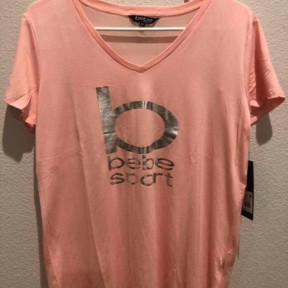 Bebe activewear top with silver logo